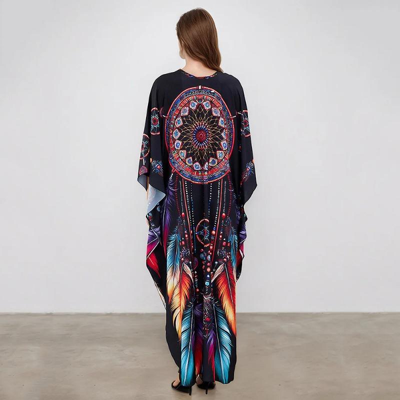 XITAO Bat Wing Sleeve Loose Print Dress GJ1202
