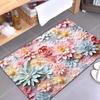 VIKAMA Floral Floor Mat Elegant Oil Painting Style Absorbent Anti-Slip Bathroom Foot Mat Entrance Foyer Carpet Home Decor