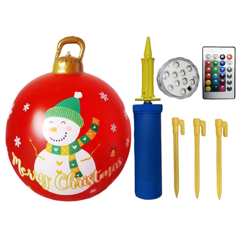 60cm Christmas Tree Hanging Ornament PVC Glow Outdoor Toy Ball Home Garden Christmas Inflatable Ball New Year Party Decoration