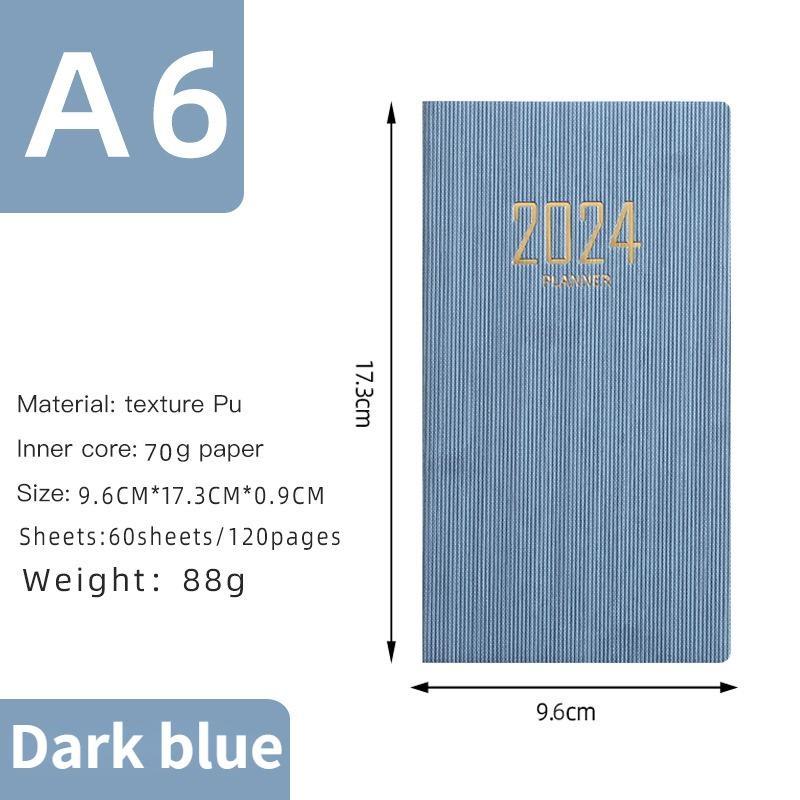 2024 Plan Book A6 English Agenda Book Leather Day Planner Notebook 365 Days Time Management Notepad