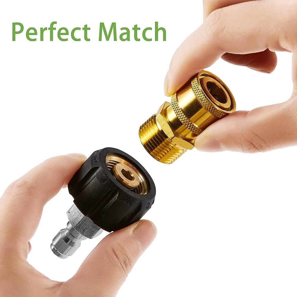 1 Pair of M22 14mm Female to 1/4" Male Quick Connect Adapter for Pressure Washer