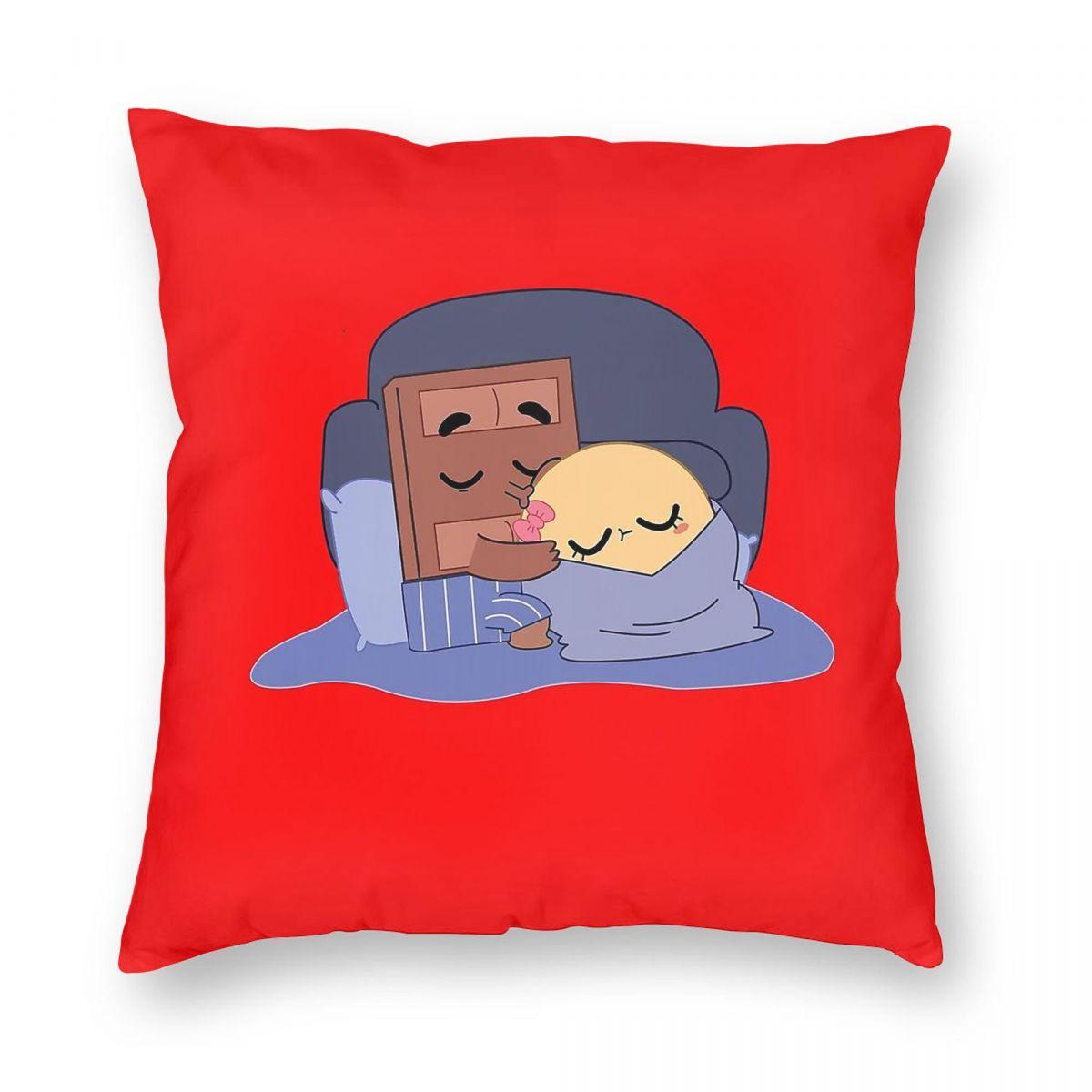 Choco Pancake Sweet Couples Pillowcase Polyester Linen Velvet Pattern Zip Decorative Room Cushion Cover Peach skin 18*18(CM)-1Pcs