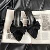 French Pointed Toe Women 2025 Summer New Fashion Temperament Bow Princess with Skirt Cool Slippers