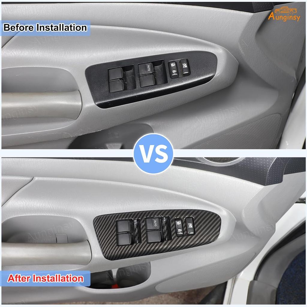 Aunginsy Car Door Window Glass Lift Button Panel Trim Cover Compatible with Toyota Tacoma 2012-2015, Front and Rear 4Pcs Doors Armrest Window Control