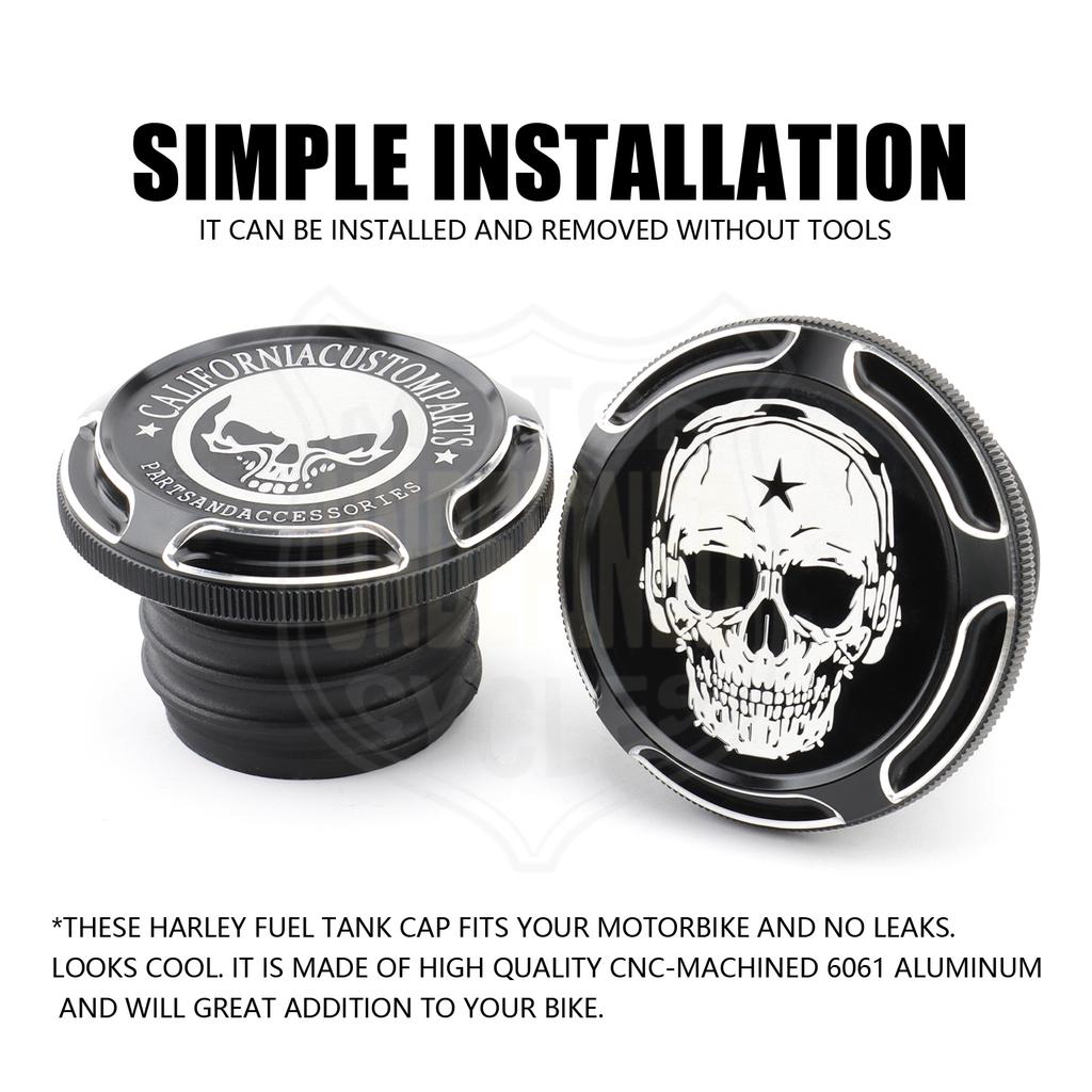 Motorcycle Skull Fuel Tank Gas Cap Cover Vented For Harley Dyna FXD Softail FLST Touring Street Electra Glide Road King 96-2022