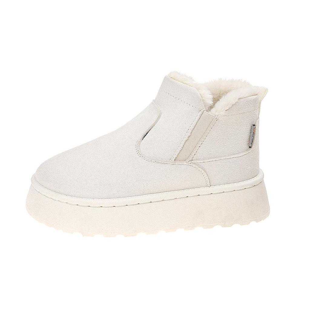 Plus Size Women's Thick Sole Winter Snow Boots - Fur-Lined, Low Cut, Warm Velvet Style
