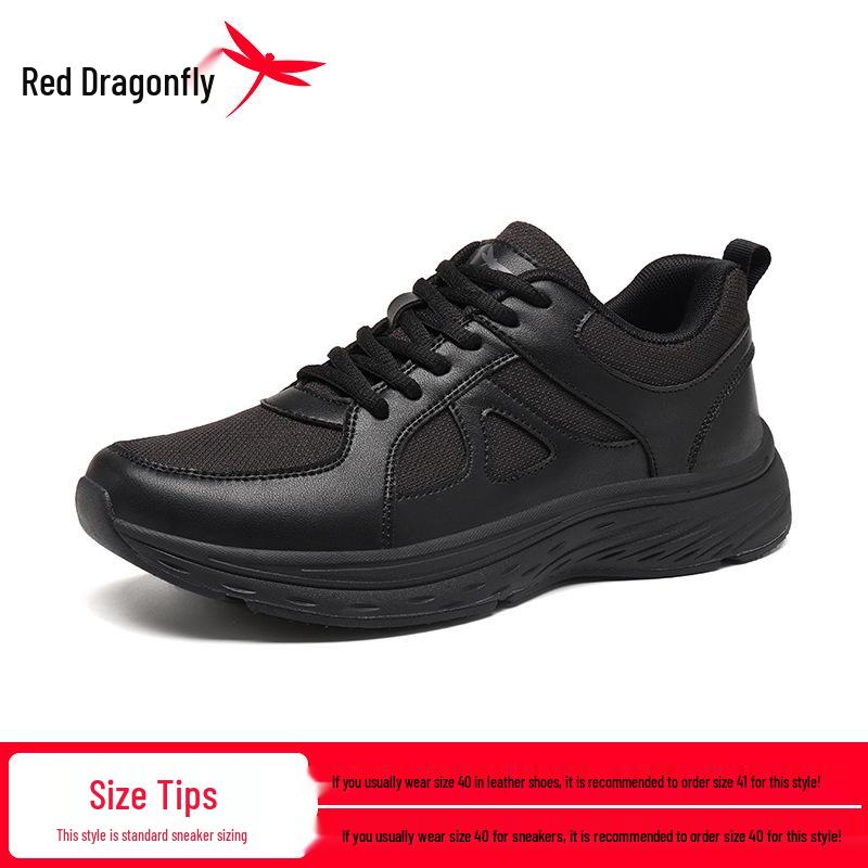 Red Dragonfly 2025 Autumn Men s Lightweight Black Leather Waterproof Running Shoes 41 чёрный