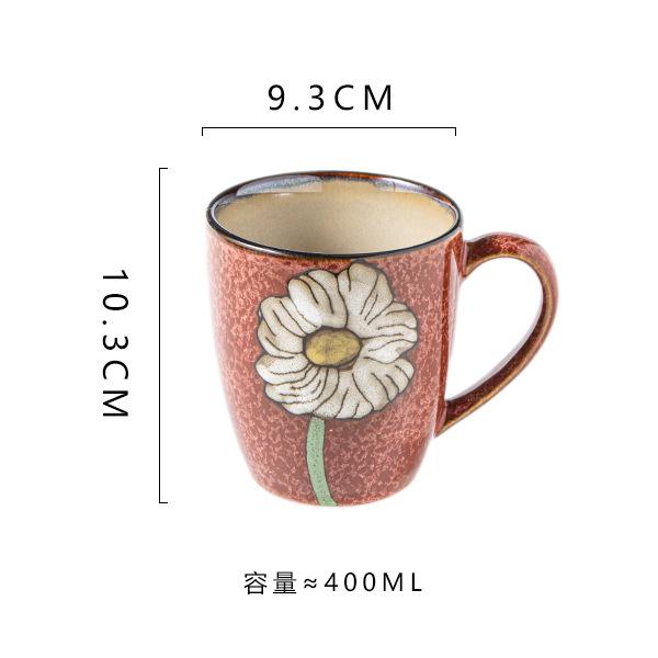Classical Hand Painted Ceramic Coffee Tea Mug Microwavable Dishwasher-safe Coffee Milk Cup Perfect for Breakfast Afternoon Tea