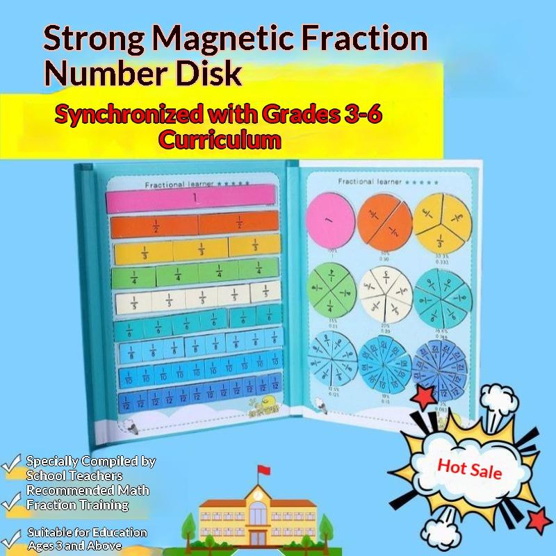 Magnetic Fraction Demonstrator Colorful Fraction Tiles Math Learning Educational Toy for Kindergarten Teachers Teaching Supplies