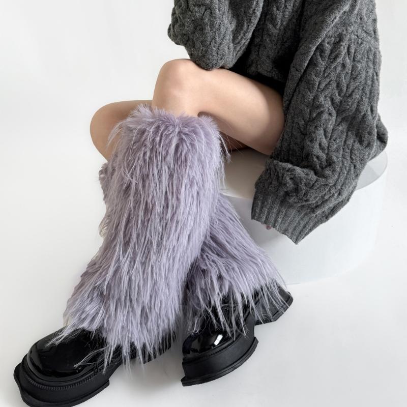 Women's Thick Fuzzy Leg Warmers Soft Plush Boot Covers Toppers for Costume Parties Winter Fashion Accessory Leg Gaiters