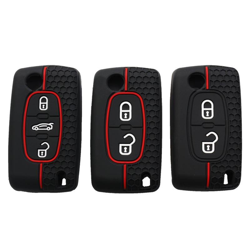 Silikon Klapp-Fernbedienung Auto Schlüsselhülle Abdeckung für C2 C3 C4 C5 C6 Xsara Berlingo Peugeot 207 307 308 407 607 807 Schutz Fob