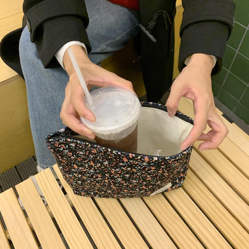 Retro Floral Corduroy Makeup and Travel Bag