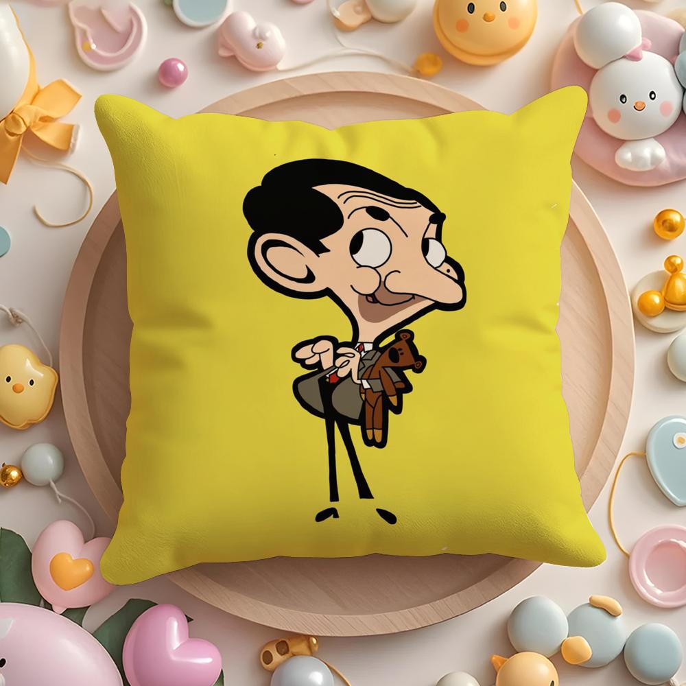 Mr. B-Bean Cartoon Cushion Cover Short Plush Double-Sided Printing Home Machine Washable In Warm Winter Pillow Case