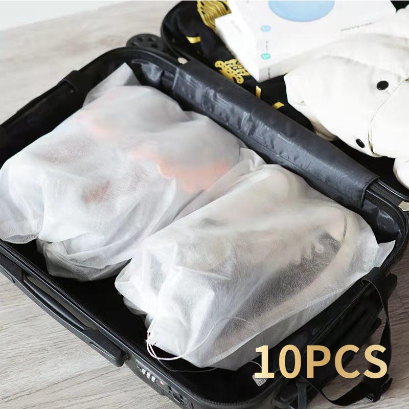 

10pcs/set Shoe Dust Proof Covers Non-woven Dustproof Drawstring Clear Storage Bag Travel Pouch Shoe Bags Drying Shoes Protect 24X38cm 10PCS