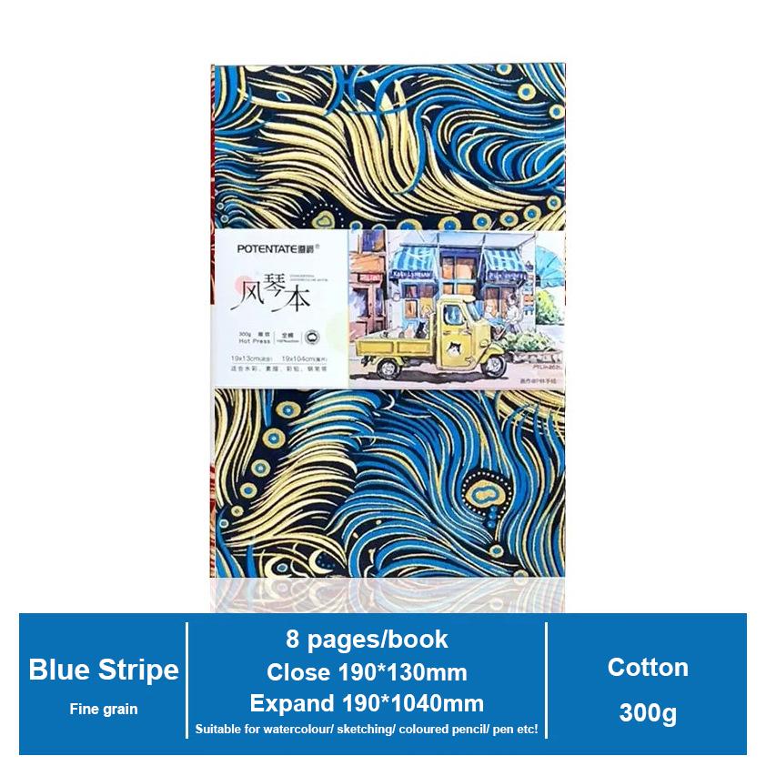 POTENTATE 300Gsm Watercolor Folded Drawing Pad Organ Sketchbook Notebook Cold Press Paper Portable Travel Hand-painted Beginner