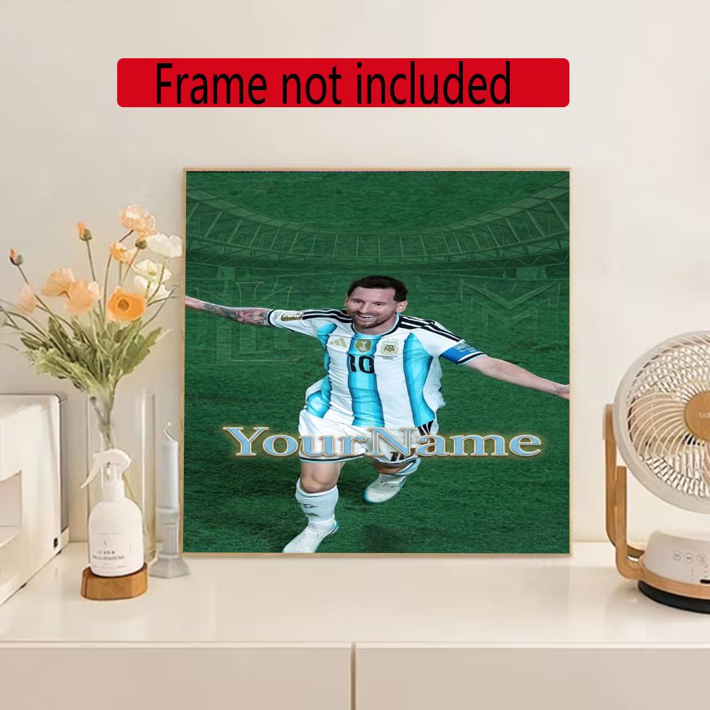 Messi Customize Your Name Diamond Painting Round Diamond Diy Frameless Holiday Artwork Suitable For Home Office Wall Decoration