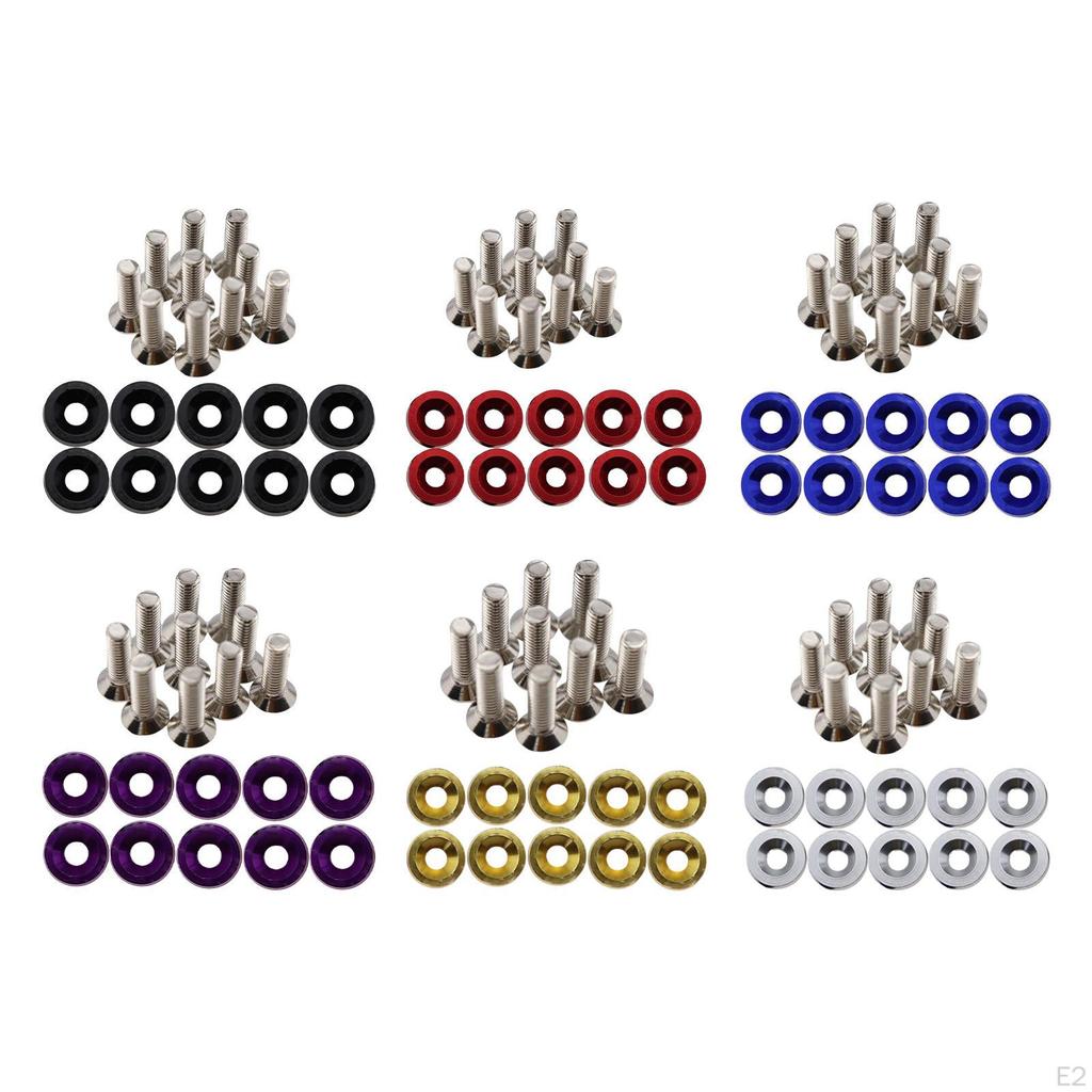 Pieces M6 Car Modification Screws Gasket Set, s Washer , Engine Concave