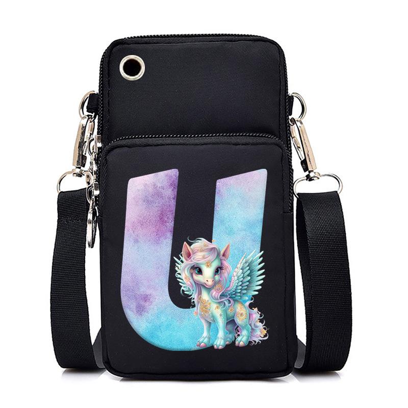 Sac de téléphone portable à imprimé lettre Licorne Léger à transporter Sac bandoulière multifonction