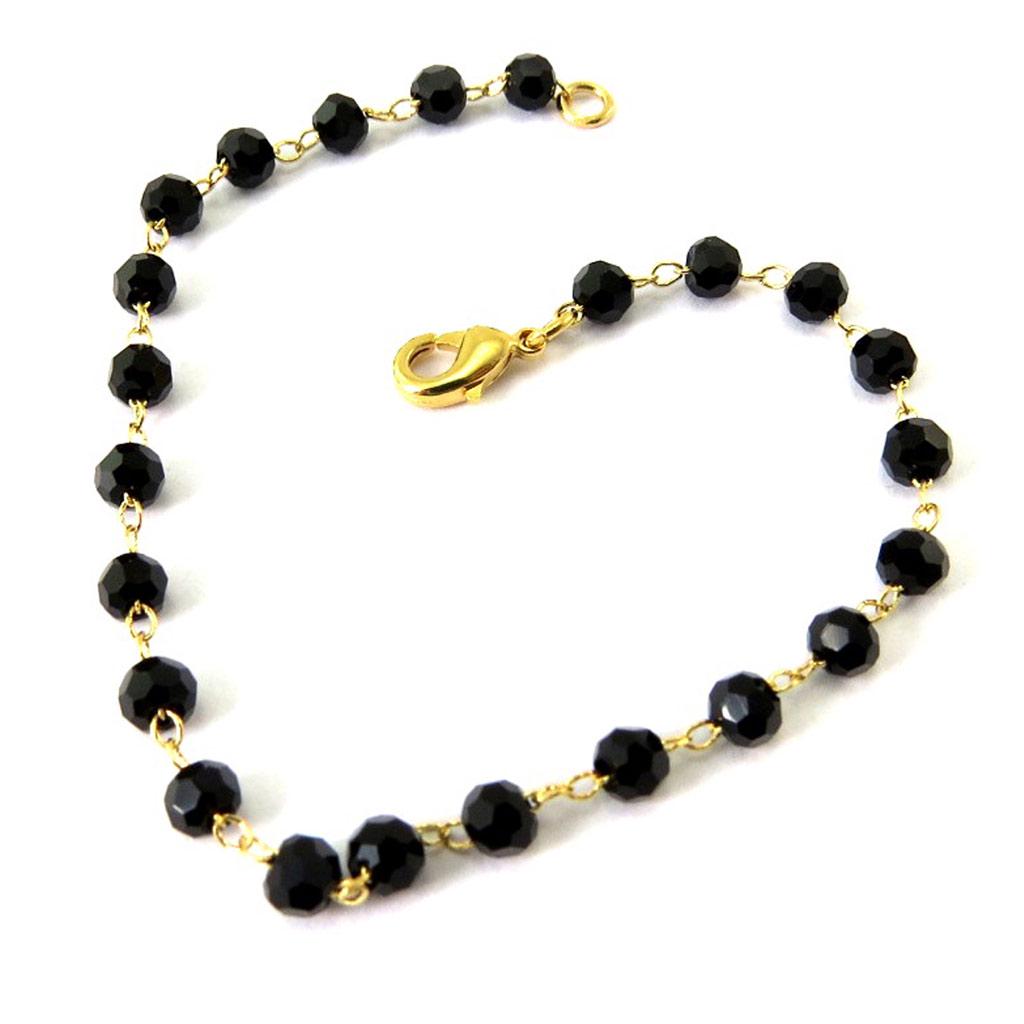 Les Trésors De Lily [P2388] - Gold Plated Bracelet 'Sissi' Black - 17.5 Cm 4 Mm