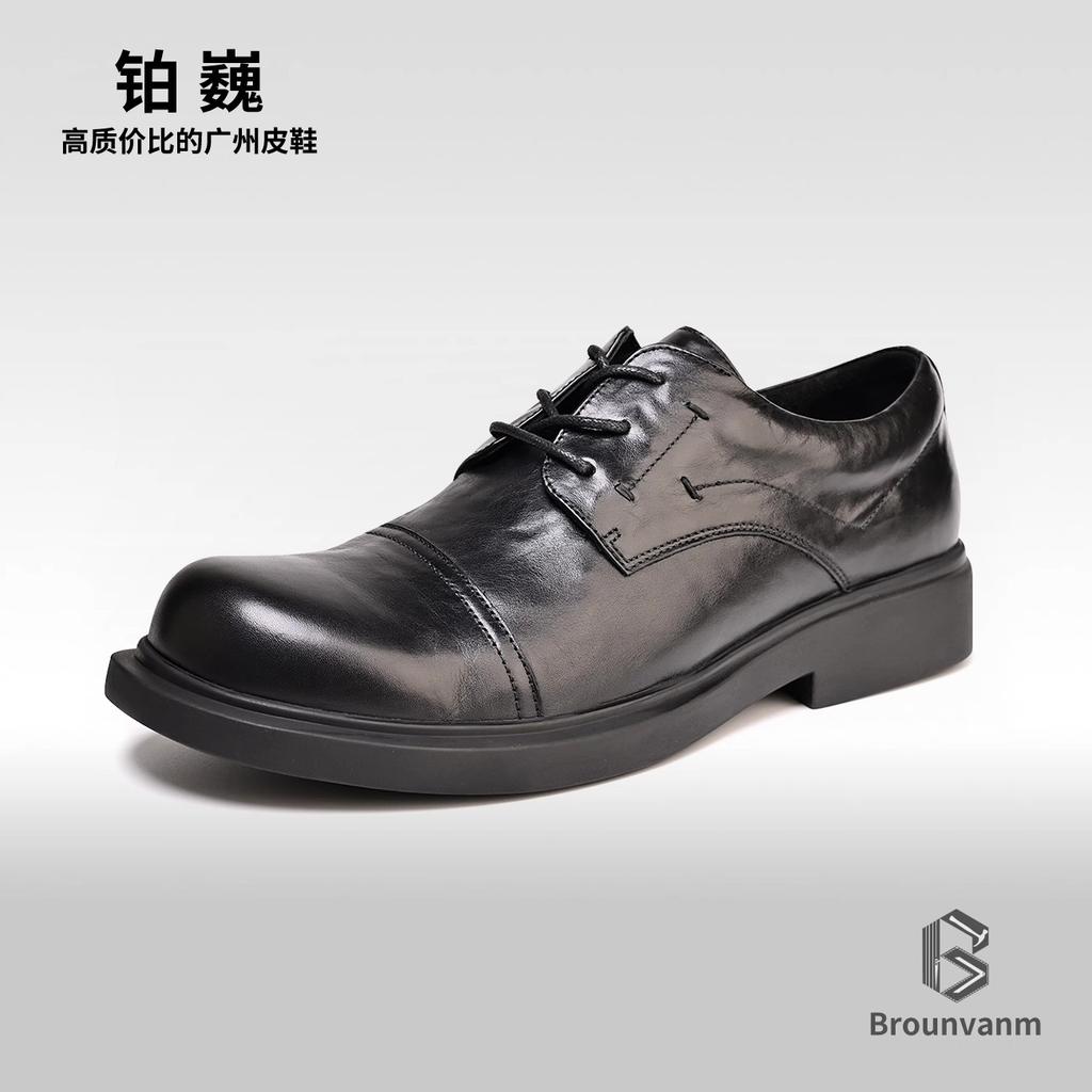 Leder Herrenschuhe Business Casual Schuhe Schwarz Große Größe Weiche Sohle Schnürschuhe Herren Low-Top Big Head Lederschuhe Tide