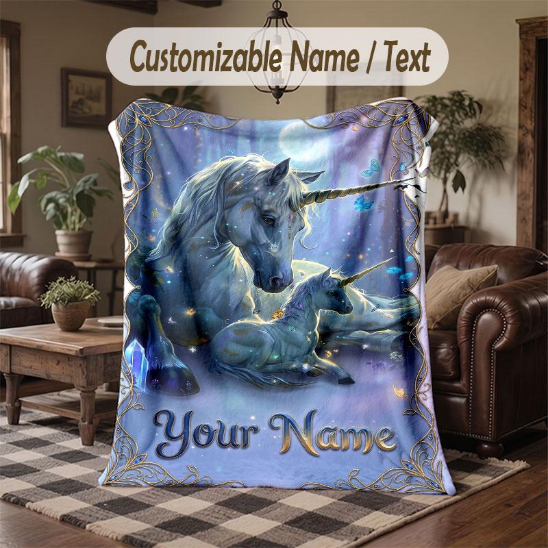 Coperta da divano a tema unicorno con nome personalizzato, coperta morbida e accogliente per casa, divano, letto