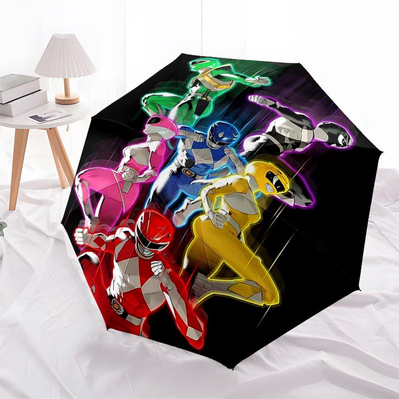 

1pc Power Rangers Automatic Opening Folding Umbrella, 3-Fold Design, 8-Bone Iron Frame Outdoor Umbrella, Ideal Gift for Fans, Travelers, Daily Use, Su