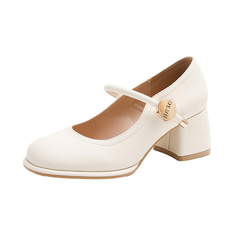 

French gentle evening breeze Mary Jane high heels women s versatile thick heel skirt spring 2025 new small leather shoes single shoes 34