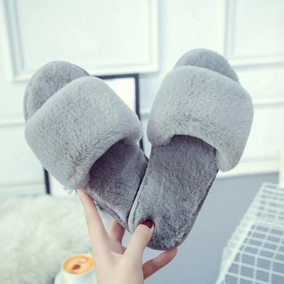 Pantoufles en coton automne et hiver ouvertes aux orteils en peluche une ligne serpillière pour le salon, serpillière de sol intérieure, fond doux confortable