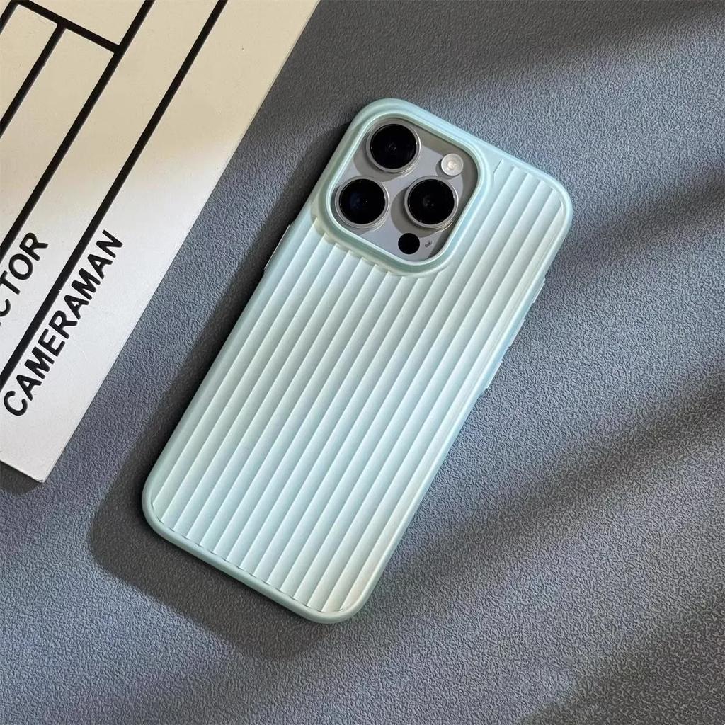 Natural Titanium PC Phone Case For For Iphone 1 14 13 Pro Max Plus Electroplated Grating Corrugated Hard Back Cover