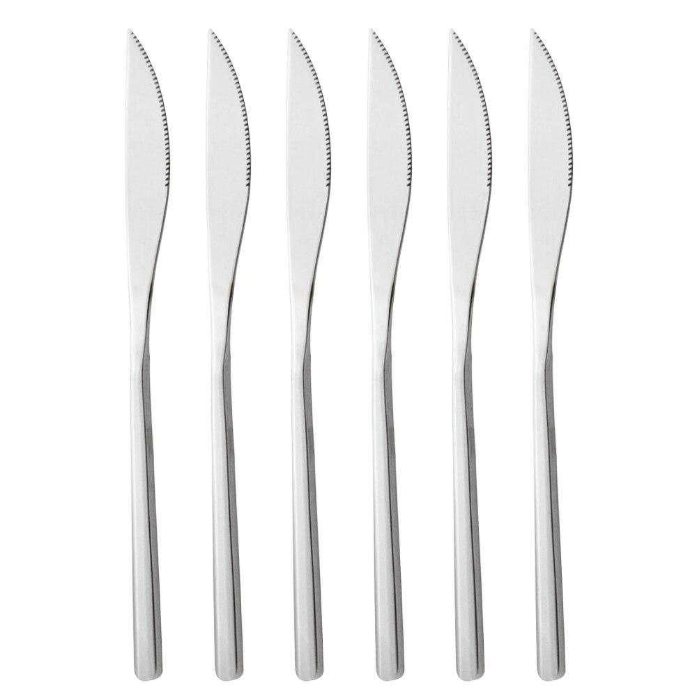 Nádobí v korejském stylu Stříbrné nádobí Nůž 6 kusů Sada nádobí 6 kusů Sada příborů z nerezové oceli Kuchyňské domácí příbory