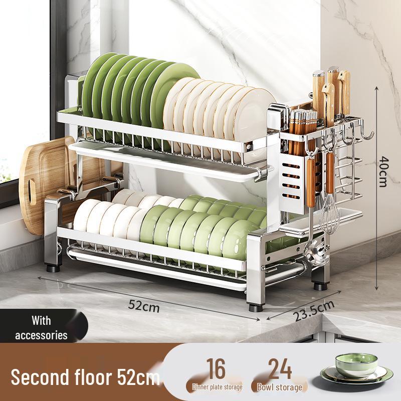 2026 Multi-functional Stainless Steel Dish Drying Rack for Countertop Storage of Bowls, Plates, and Chopsticks