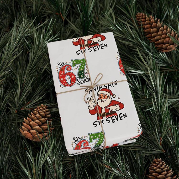 Christmas Gift Wrap Selfadhesive Paper With Santa And Reindeer Design For Holiday Packaging