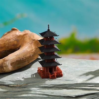 Mini Pagoda Statue Chinese Ancient Building Model Pavilion Decorations Simulation Statue Zen Garden Aquarium Bonsai Decor
