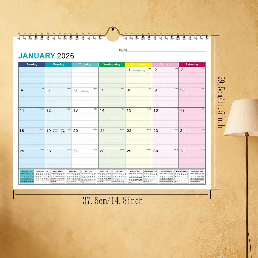 2026 Minimalistisk Engelsk Nedräkning & Väggkalender