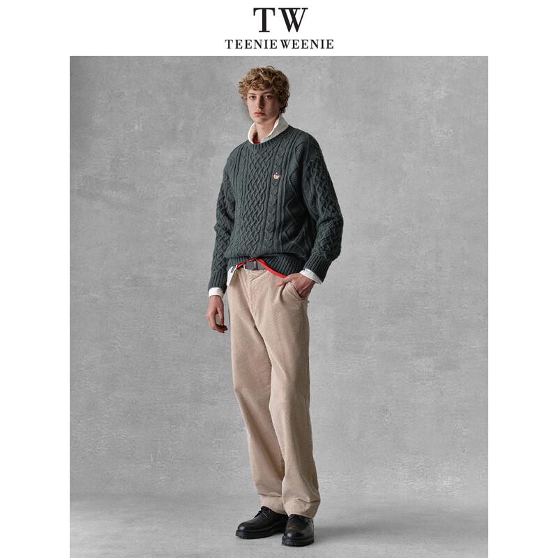 Teenie Weenie Men's Retro Cable Knit Wool Blend Sweater