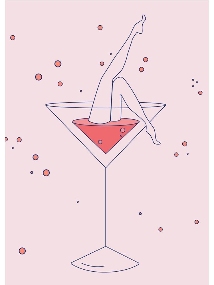 Funny Leg Lets Drink Pink Wine Cocktail Martini Posters Canvas Paintiing Nordic Wall Art Picture For Living Room Home Decor