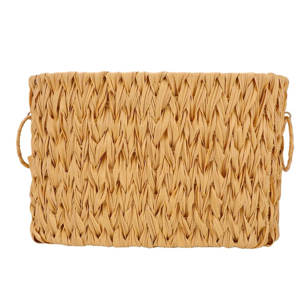 Rectangular Toilet Paper Basket Faux Rattan Woven Organizer Desktop Snack Sundries Storage Basket Home Decor Light