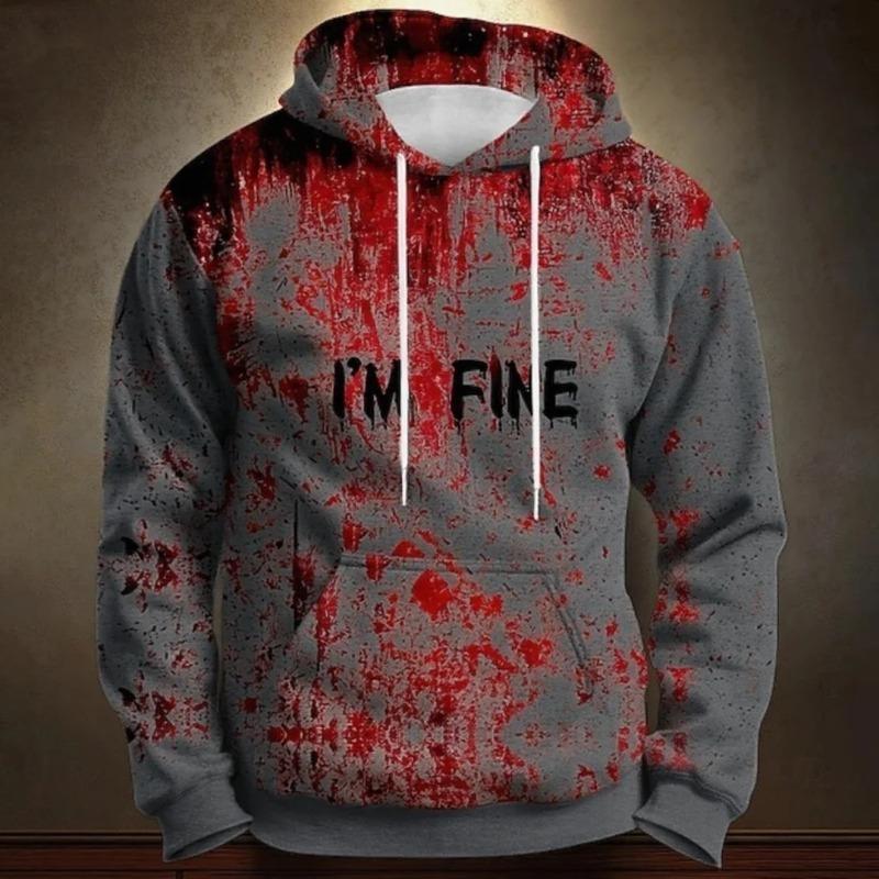 Fashion Men's Hoodie Horror Bloody Patterns 3D Print Hoodies Spring And Autumn Street Casual Boy Sweatshirt Men's Oversized Top Clothing
