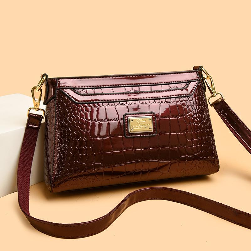 Fasjonabel Krokodillemønstret Enskulder Crossbody Håndveske og Enkel Øglemønstret Messenger Bag