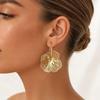 European & American Retro Luxury Flower Metal Earrings with High-End Hollow Design