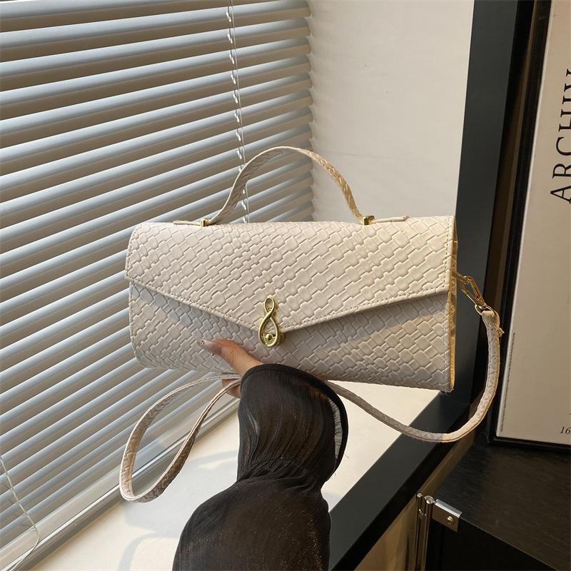 

Fashion texture temperament small square bag new retro woven pattern handbag women s commuter shoulder messenger bag белый