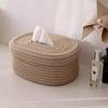 Nordic Style Cotton Rope Tissue Box with Lid - Living Room & Dining Table Storage Basket