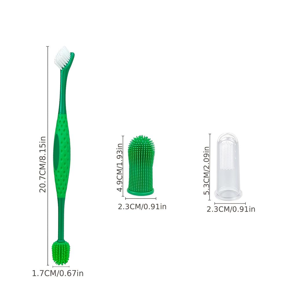 2sets Dog Toothbrush Set - Soft Finger And Dual-End Brushes - Gentle Bristles for Dogs And Cats, Easy to Clean Teeth, Convenient Soft Toothbrush