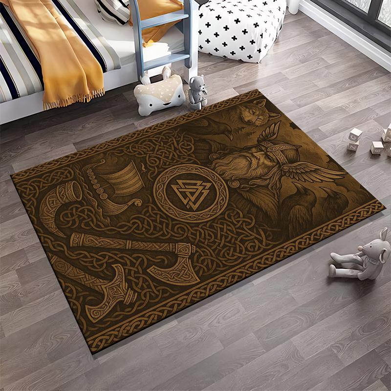 Mystical Norse Design Rug Non-slip rug suitable for living room and bedroom sofas