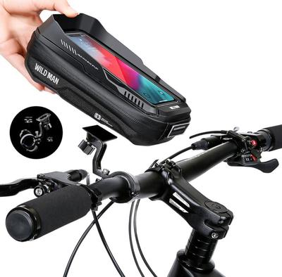 WILD MAN Quick Release Water-Resistant Bicycle Phone Holder Design Bicycle Bag with Touchscreen Handlebar Bag - Ideal for Mountain Road Bike MTB Cycli