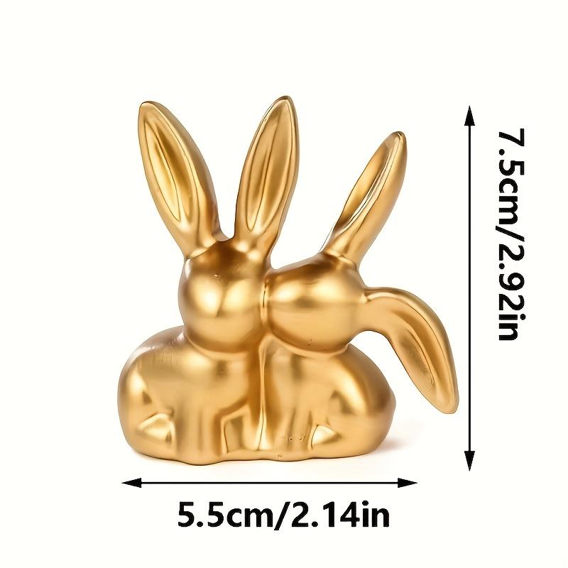 1 Stück Goldener Kuss Paar Hase Figur Einzigartige Ästhetische Harz Statue Vielseitige Innen Außen Dekoration für Zuhause Büro Regal