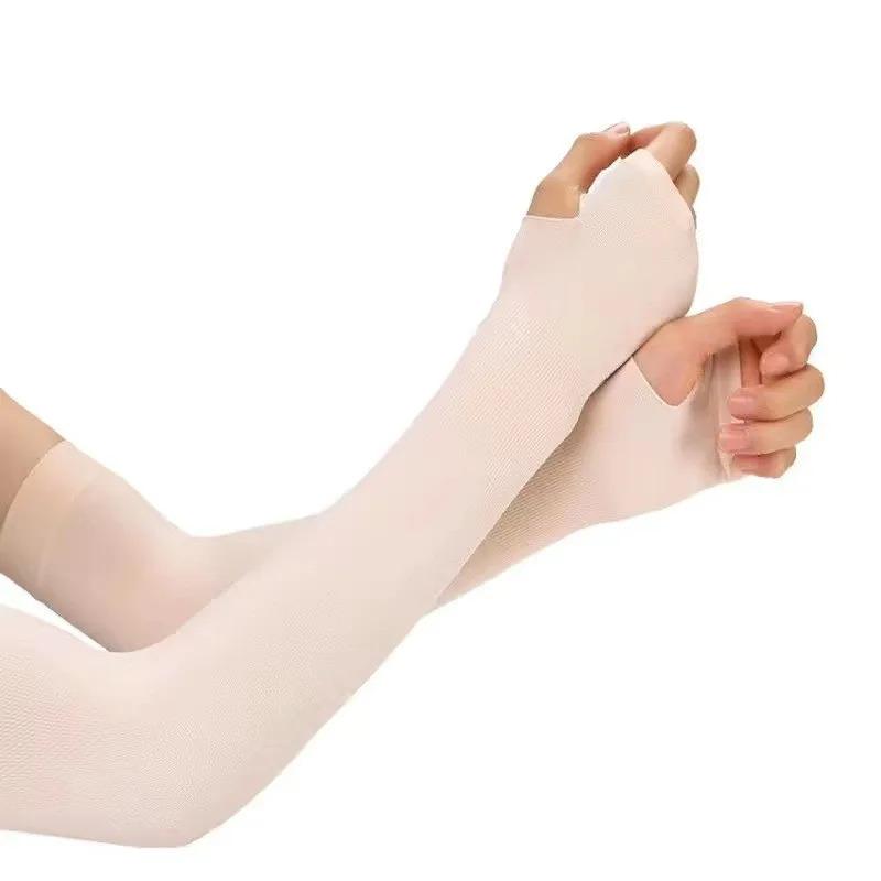 Uv Protection Arm Sleeves Summer Sunscreen Cooling Ice Silk Long Sleeve Gloves For Golf Riding Sports Outdoor