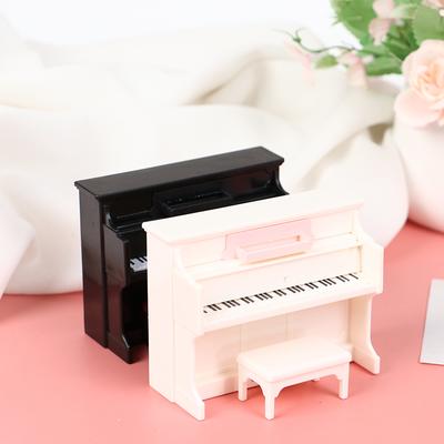 1/12 Puppenhaus Miniatur Plastik Klavier mit Hocker Puppenhaus Zubehör