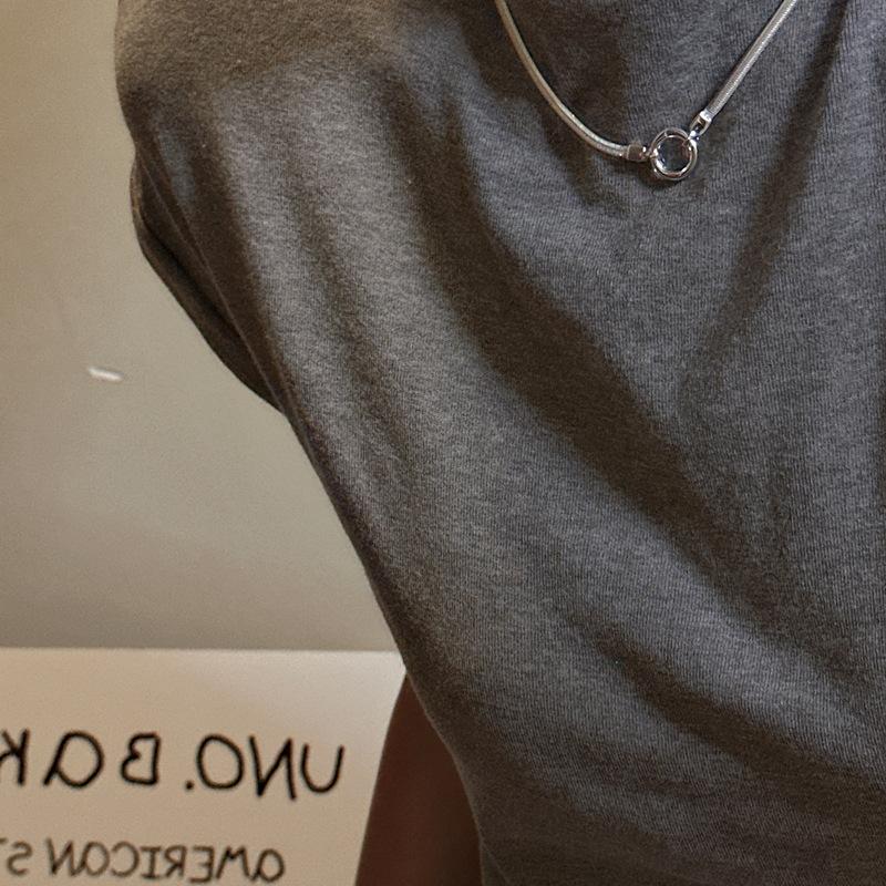 S925 Sterling Silver Niche Design Snake Bone Necklace Korean Style Simple Retro Collarbone Chain