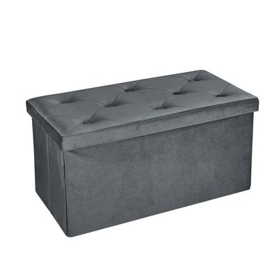 VECELO Almacenamiento Almacenamiento Almacenamiento 76 cm de Ancho x 38 cm de Profundidad x 38 cm 120 kg de Peso Escalón Adecuado para Sala de Estar y Juguetes Ropa Cosméticos Taburete Gris Oscuro, Otomana,
